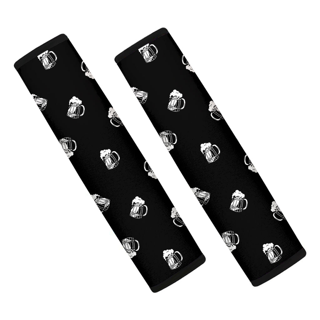 Black And White Beer Pattern Print Car Seat Belt Covers