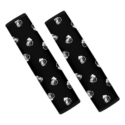 Black And White Beer Pattern Print Car Seat Belt Covers