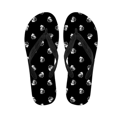 Black And White Beer Pattern Print Flip Flops