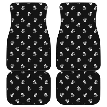 Black And White Beer Pattern Print Front and Back Car Floor Mats