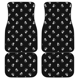 Black And White Beer Pattern Print Front and Back Car Floor Mats