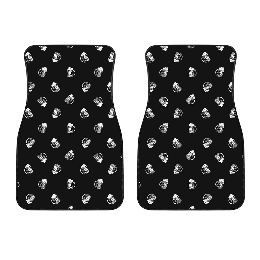Black And White Beer Pattern Print Front Car Floor Mats