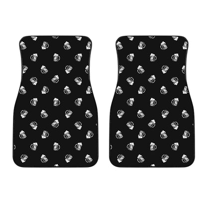 Black And White Beer Pattern Print Front Car Floor Mats