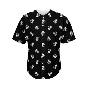 Black And White Beer Pattern Print Men's Baseball Jersey