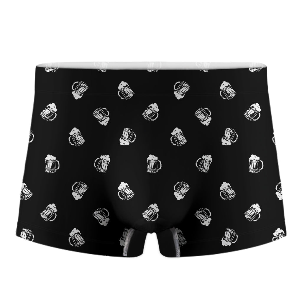Black And White Beer Pattern Print Men's Boxer Briefs