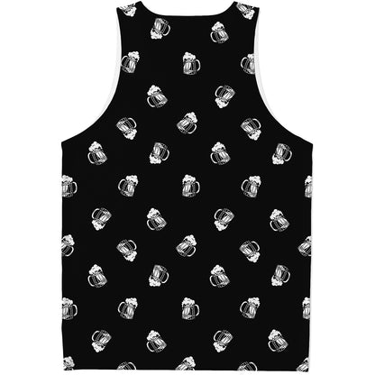 Black And White Beer Pattern Print Men's Tank Top