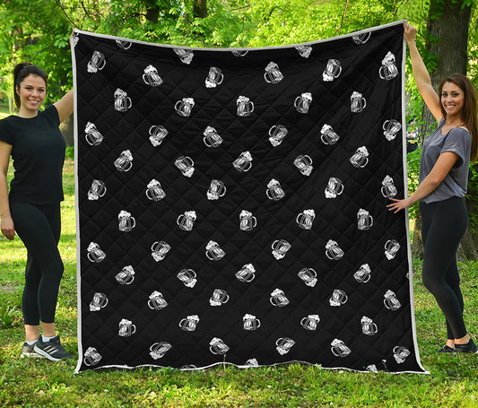 Black And White Beer Pattern Print Quilt