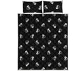 Black And White Beer Pattern Print Quilt Bed Set