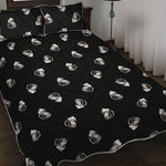 Black And White Beer Pattern Print Quilt Bed Set