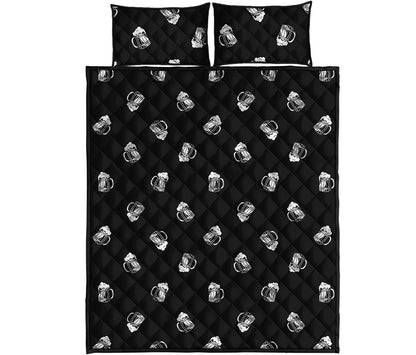 Black And White Beer Pattern Print Quilt Bed Set