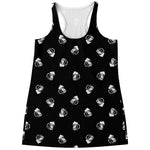 Black And White Beer Pattern Print Women's Racerback Tank Top