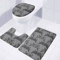 Black And White Boho Elephant Print 3 Piece Bath Mat Set