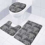 Black And White Boho Elephant Print 3 Piece Bath Mat Set