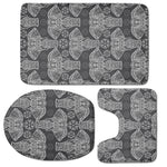 Black And White Boho Elephant Print 3 Piece Bath Mat Set