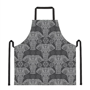 Black And White Boho Elephant Print Apron