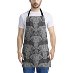 Black And White Boho Elephant Print Apron