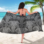 Black And White Boho Elephant Print Beach Sarong Wrap