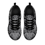 Black And White Boho Elephant Print Black Sneakers