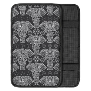 Black And White Boho Elephant Print Car Center Console Cover