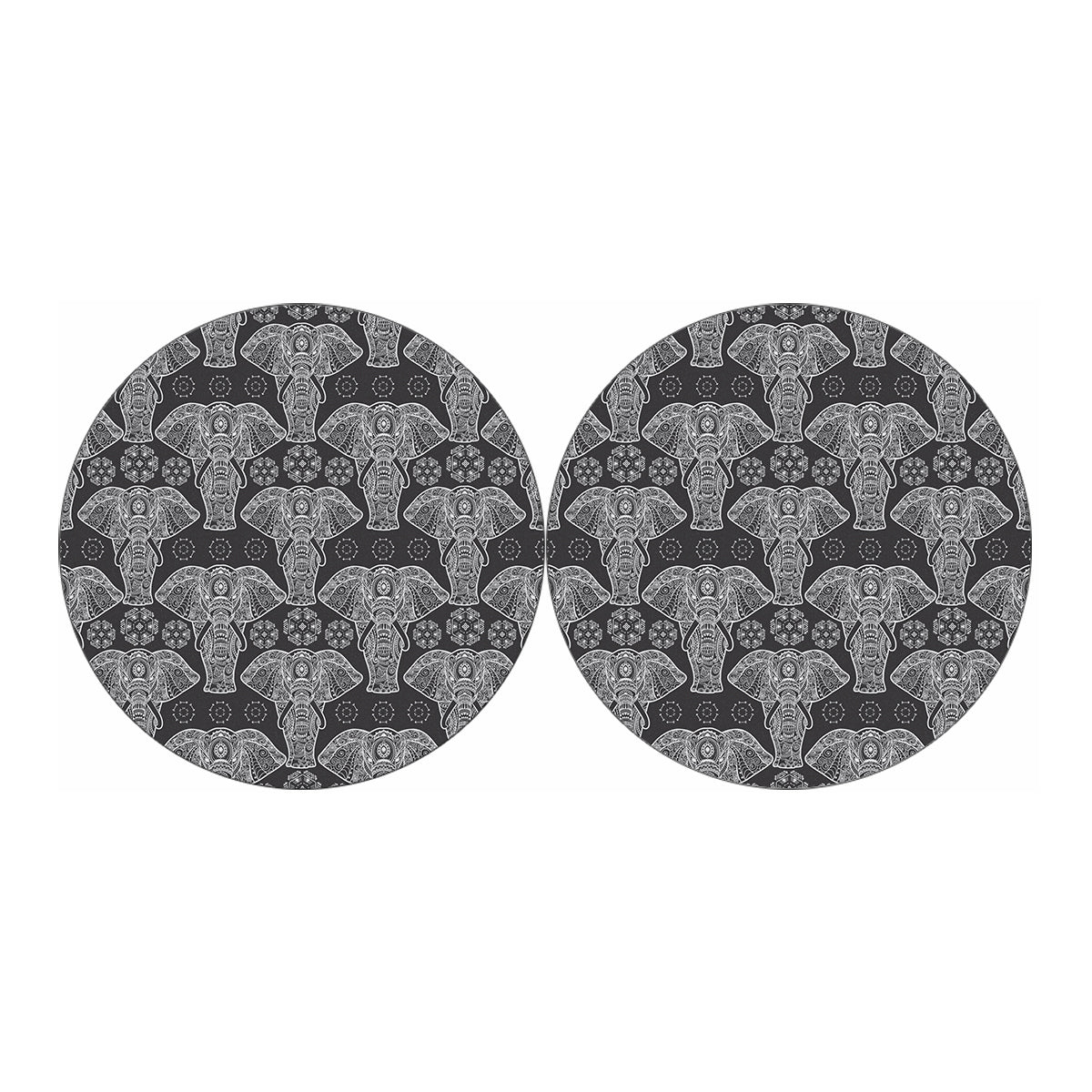 Black And White Boho Elephant Print Car Coasters