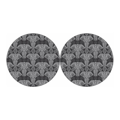 Black And White Boho Elephant Print Car Coasters