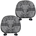Black And White Boho Elephant Print Car Headrest Covers