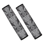 Black And White Boho Elephant Print Car Seat Belt Covers