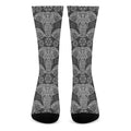 Black And White Boho Elephant Print Crew Socks