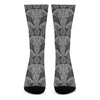 Black And White Boho Elephant Print Crew Socks