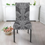Black And White Boho Elephant Print Dining Chair Slipcover
