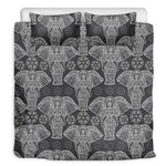 Black And White Boho Elephant Print Duvet Cover Bedding Set