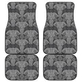 Black And White Boho Elephant Print Front and Back Car Floor Mats