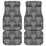 Black And White Boho Elephant Print Front and Back Car Floor Mats