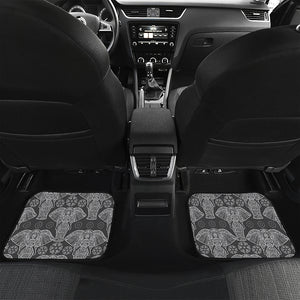 Black And White Boho Elephant Print Front and Back Car Floor Mats