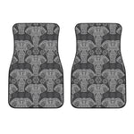 Black And White Boho Elephant Print Front Car Floor Mats