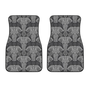 Black And White Boho Elephant Print Front Car Floor Mats