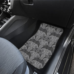 Black And White Boho Elephant Print Front Car Floor Mats