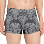 Black And White Boho Elephant Print Men's Boxer Briefs