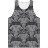 Black And White Boho Elephant Print Men's Tank Top