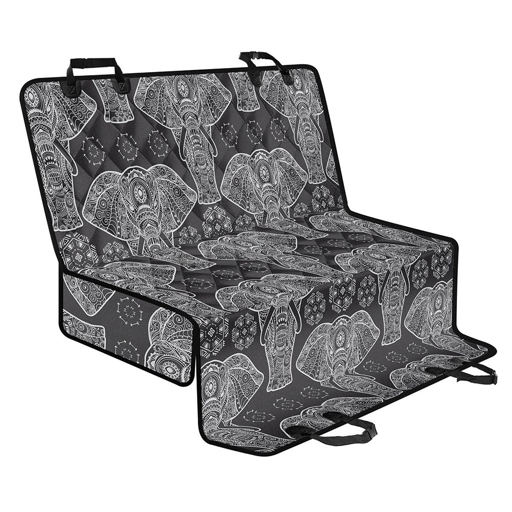 Black And White Boho Elephant Print Pet Car Back Seat Cover