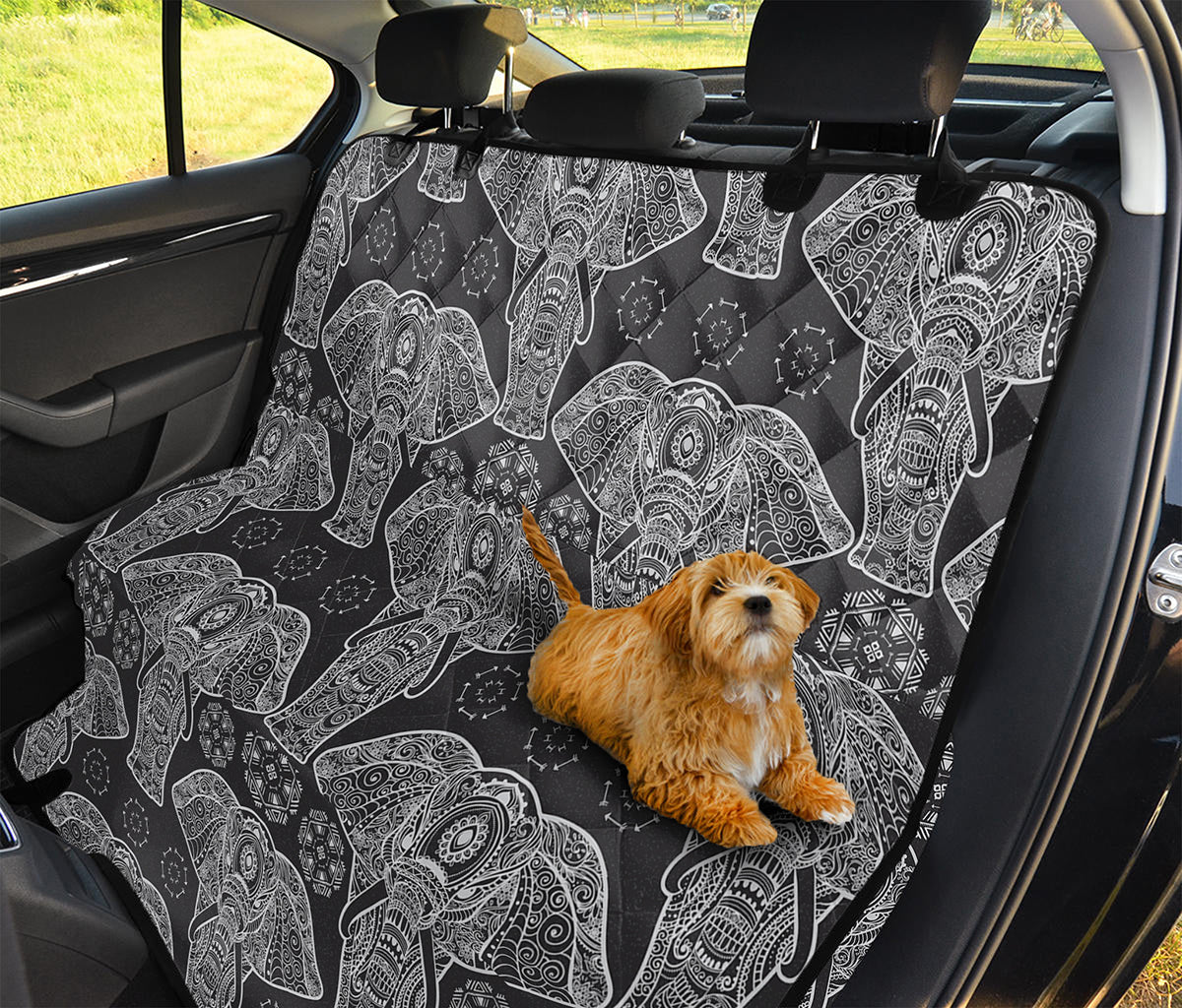 Black And White Boho Elephant Print Pet Car Back Seat Cover