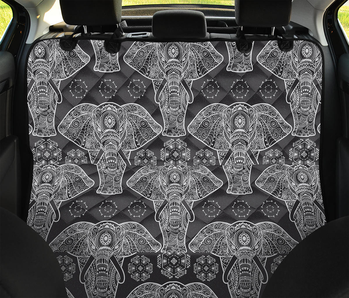 Black And White Boho Elephant Print Pet Car Back Seat Cover