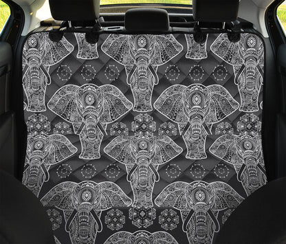 Black And White Boho Elephant Print Pet Car Back Seat Cover