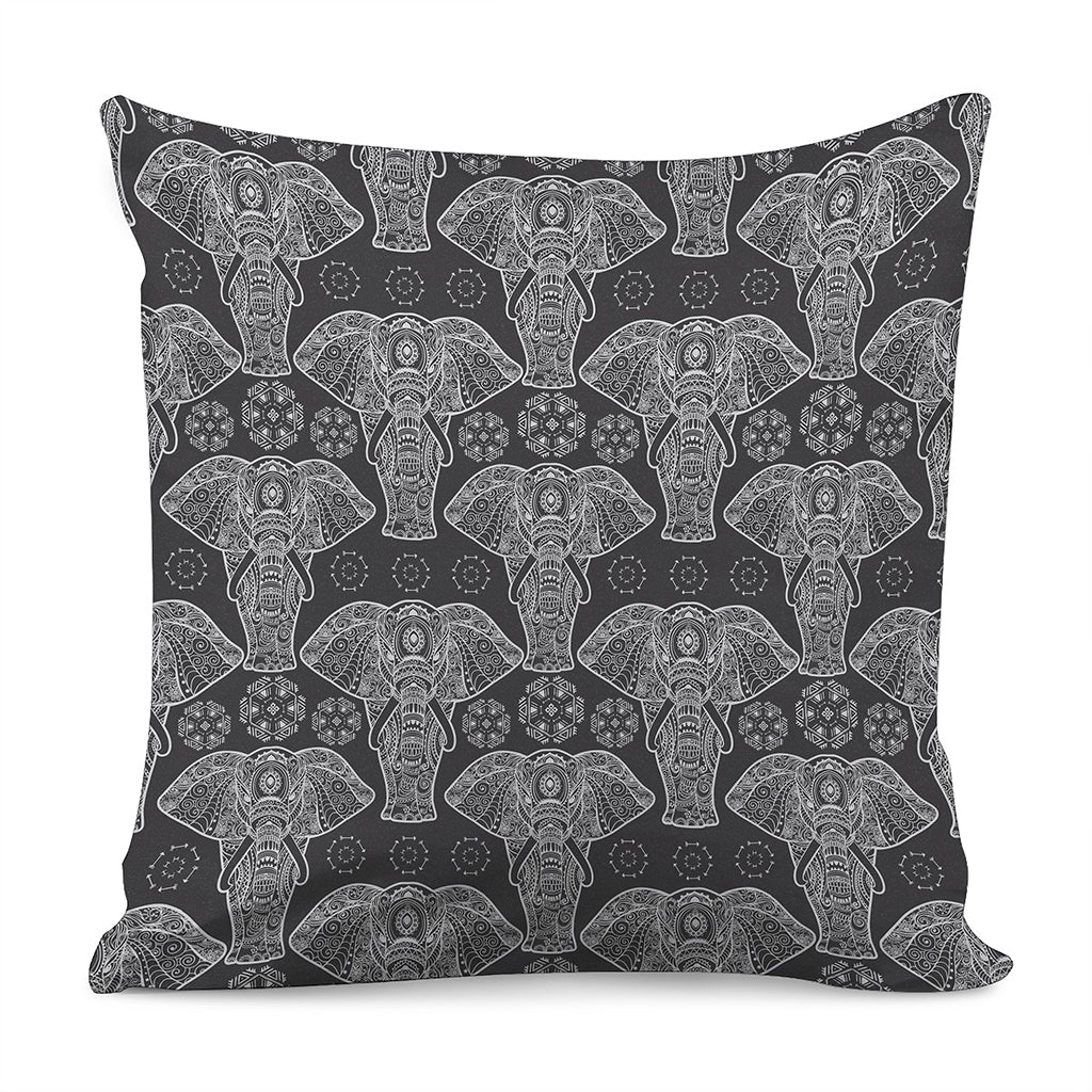 Black And White Boho Elephant Print Pillow Cover