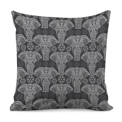 Black And White Boho Elephant Print Pillow Cover