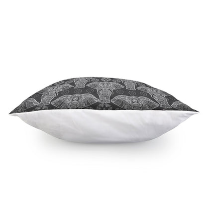 Black And White Boho Elephant Print Pillow Cover