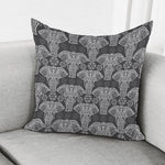 Black And White Boho Elephant Print Pillow Cover