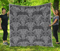 Black And White Boho Elephant Print Quilt