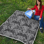 Black And White Boho Elephant Print Quilt