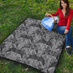 Black And White Boho Elephant Print Quilt